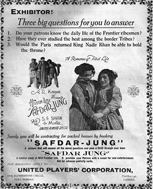اے آر کاردار کی فلم صفدر جنگ (1931) کا ایک اشتہار